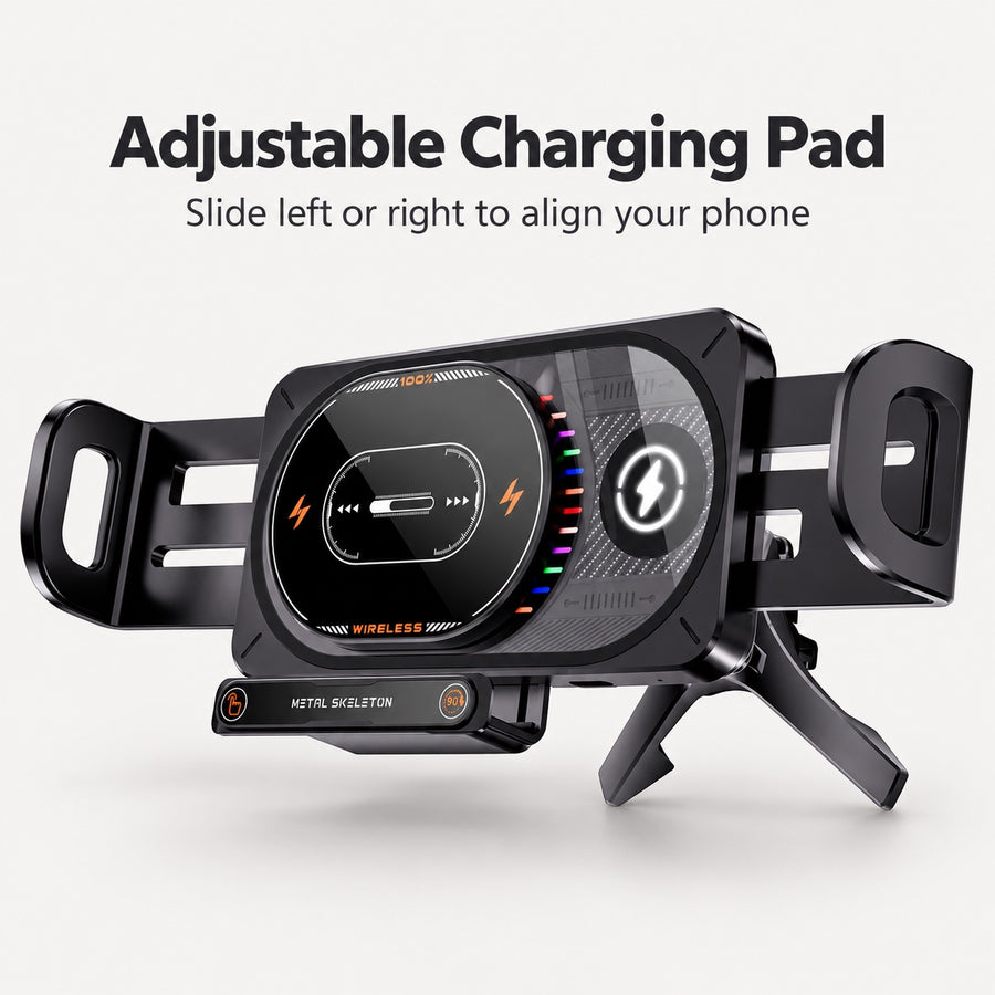 Adjustable wireless charging pad for alignment with iPhone Duo 18
