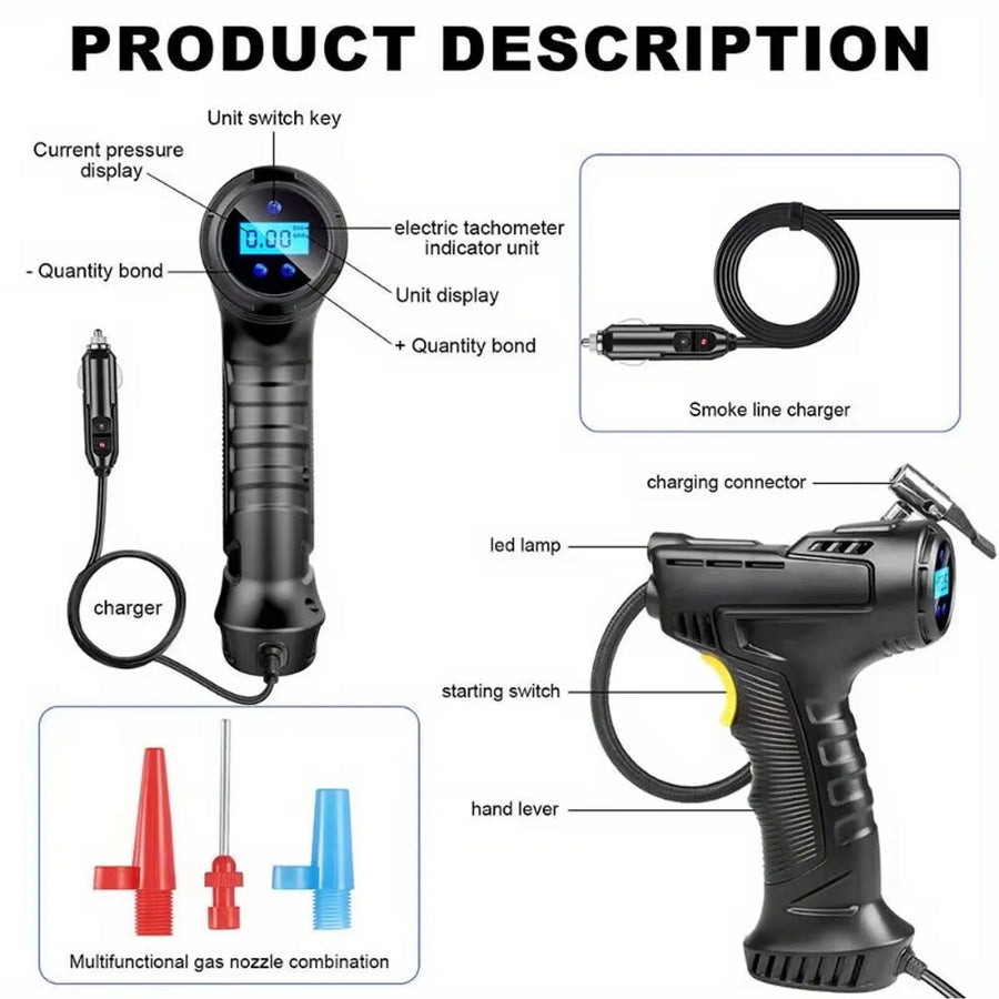 120W Cordless Digital Tire Inflator with LCD Display