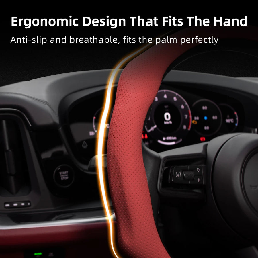 Perforated Leather Steering Wheel Cover for Jeep Models