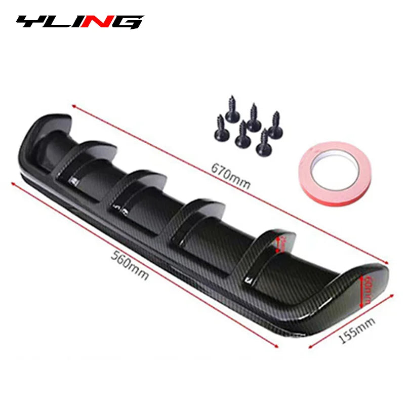 Universal Gloss Black Rear Bumper Diffuser