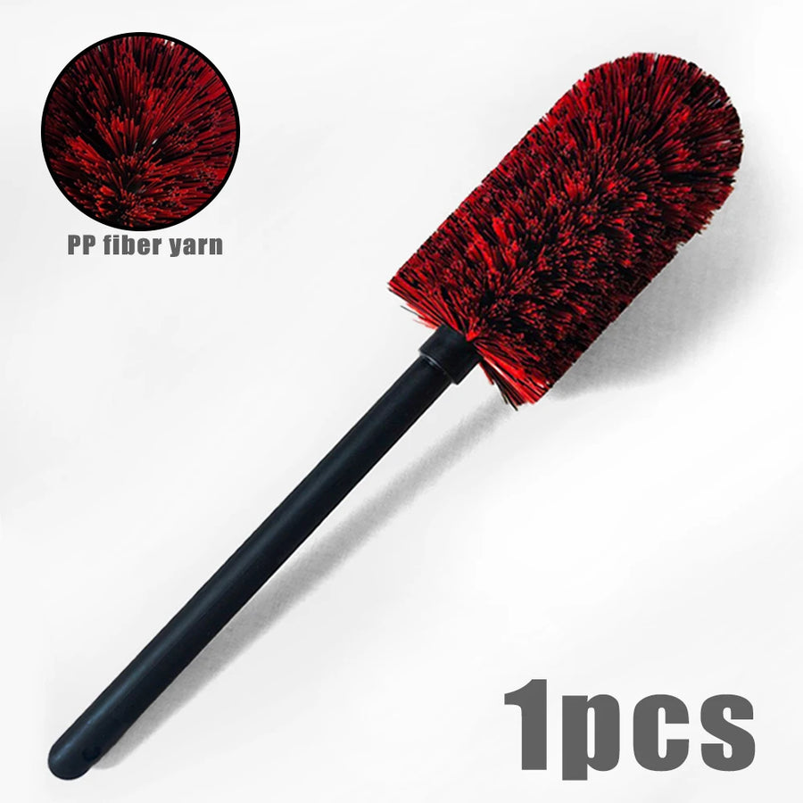Long-Handle PP Bristle Alloy Wheel Cleaning Brush