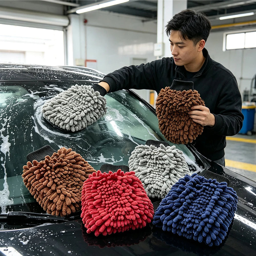 Large Chenille Microfiber Car Wash Mitt with Cuff