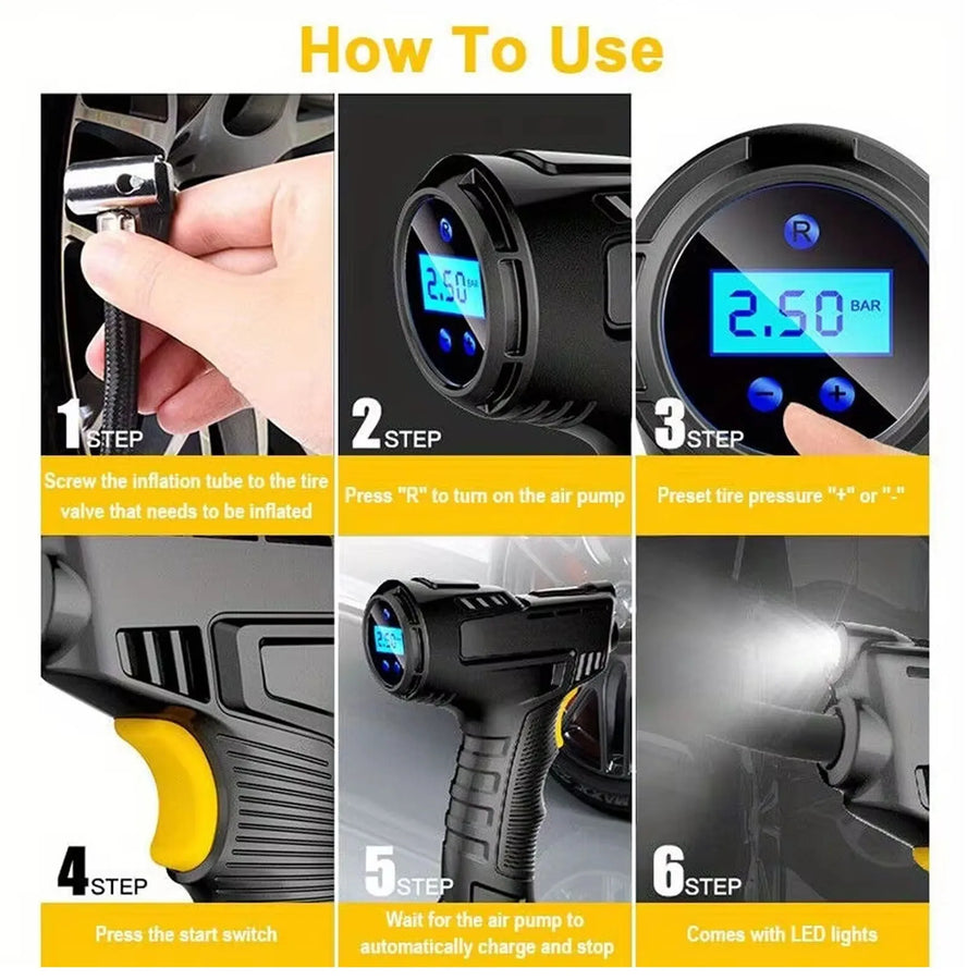 120W Cordless Digital Tire Inflator with LCD Display