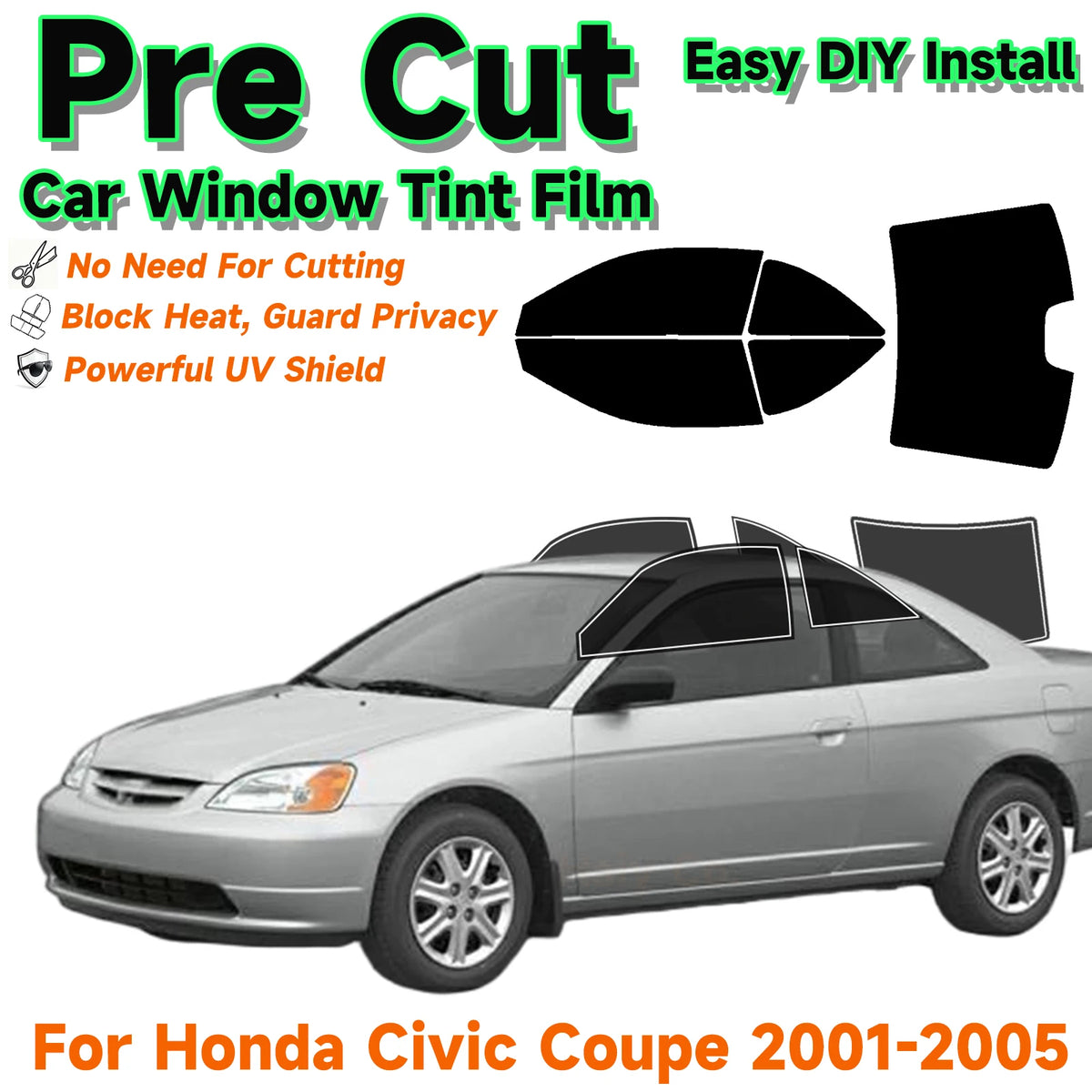 Pre-Cut Window Tint Kit for 2001–2005 Honda Civic Coupe