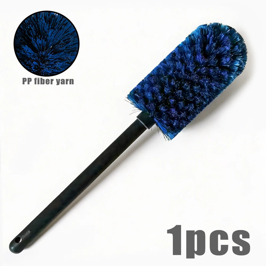Long-Handle PP Bristle Alloy Wheel Cleaning Brush
