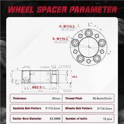 2-Inch 5x114.3 Wheel Spacer/Adapter Set – 82.5mm Bore, 1/2-20 Studs