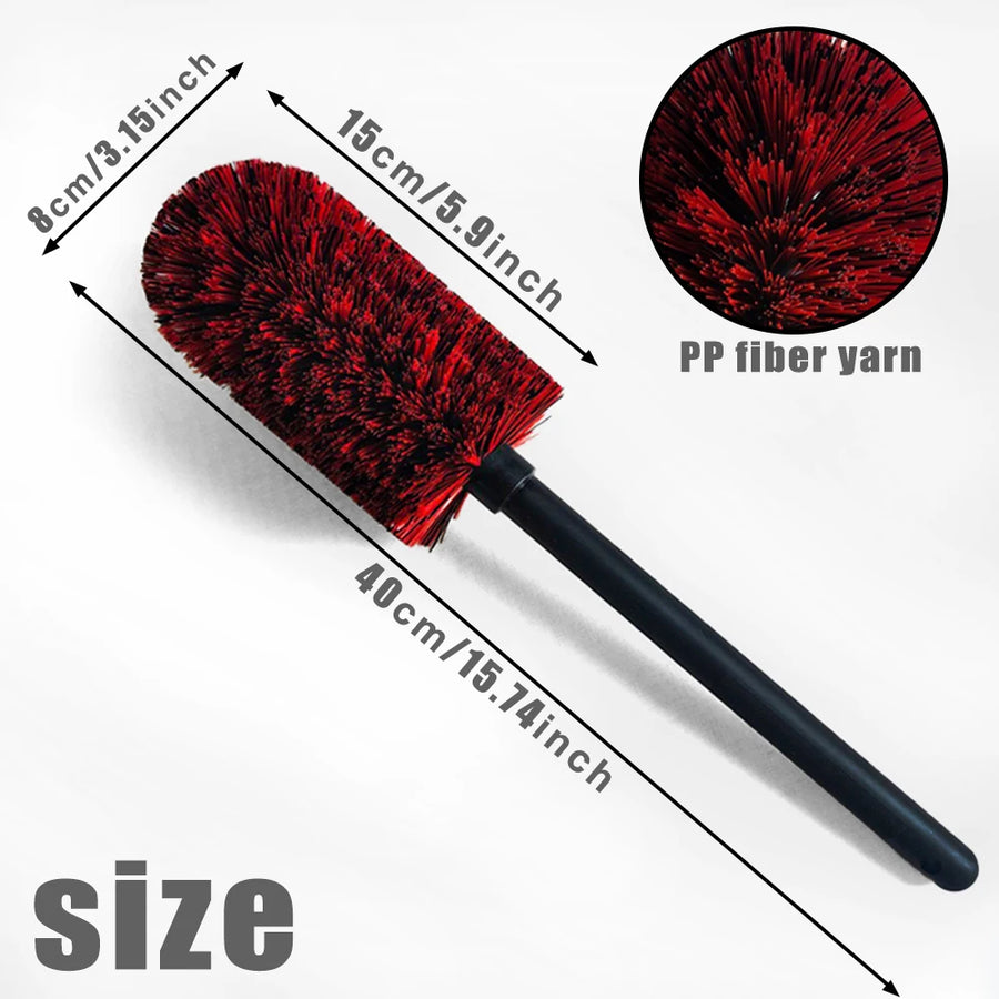 Long-Handle PP Bristle Alloy Wheel Cleaning Brush