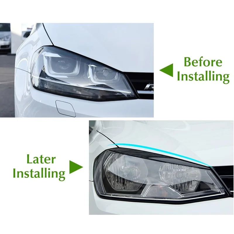 Gloss Black Headlight Eyebrow Trim Set for 2014–2017 Volkswagen Golf