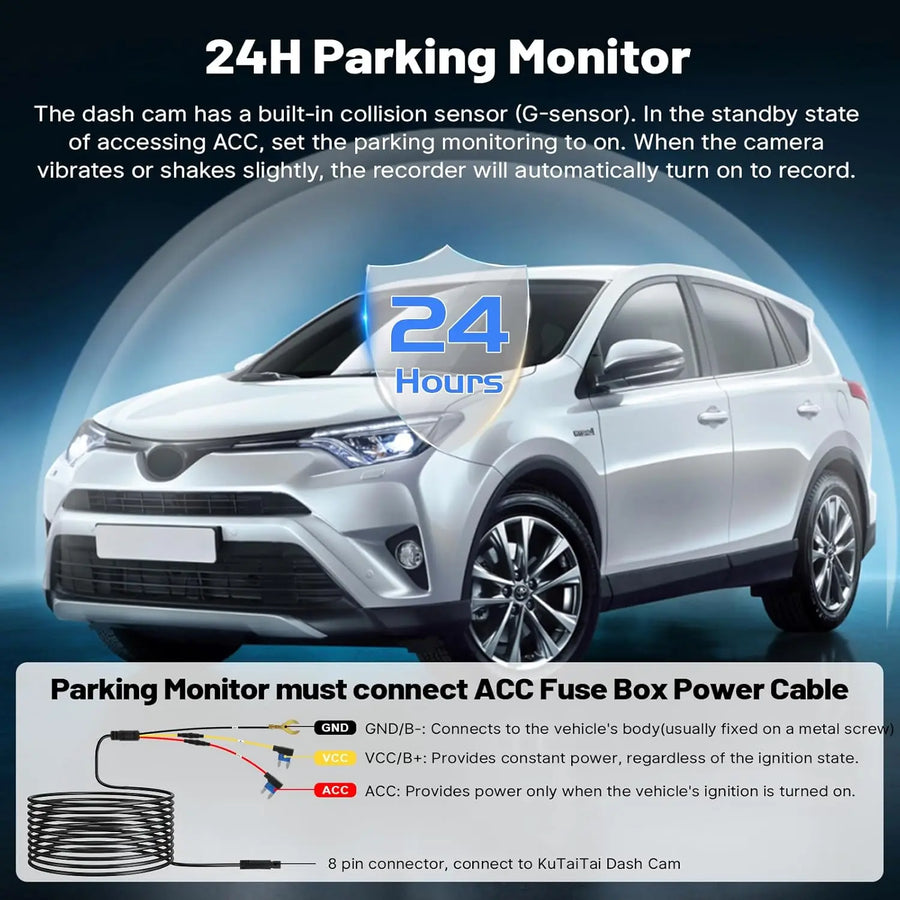 4K Front and 1080P Rear Dash Cam for Toyota RAV4 2022-2025