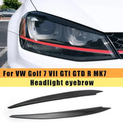 Gloss Black Headlight Eyebrow Trim Set for 2014–2017 Volkswagen Golf
