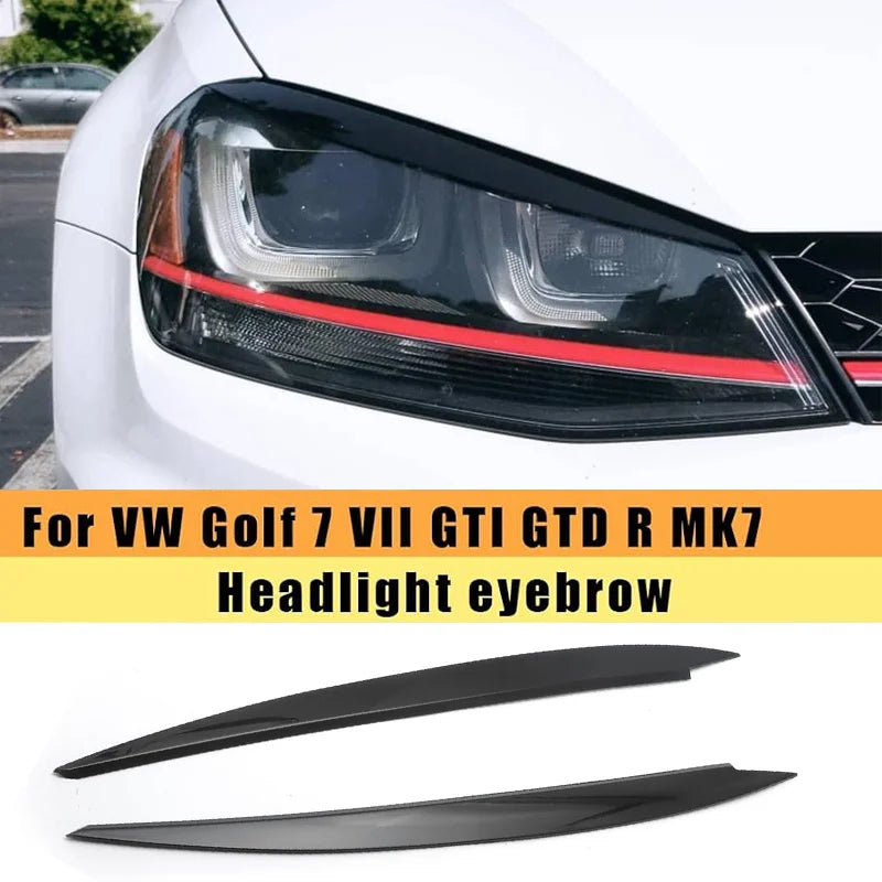 Gloss Black Headlight Eyebrow Trim Set for 2014–2017 Volkswagen Golf