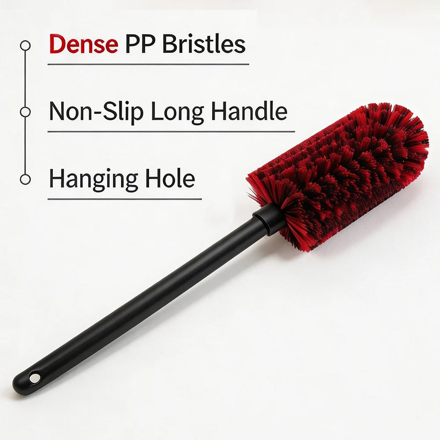 Long-Handle PP Bristle Alloy Wheel Cleaning Brush
