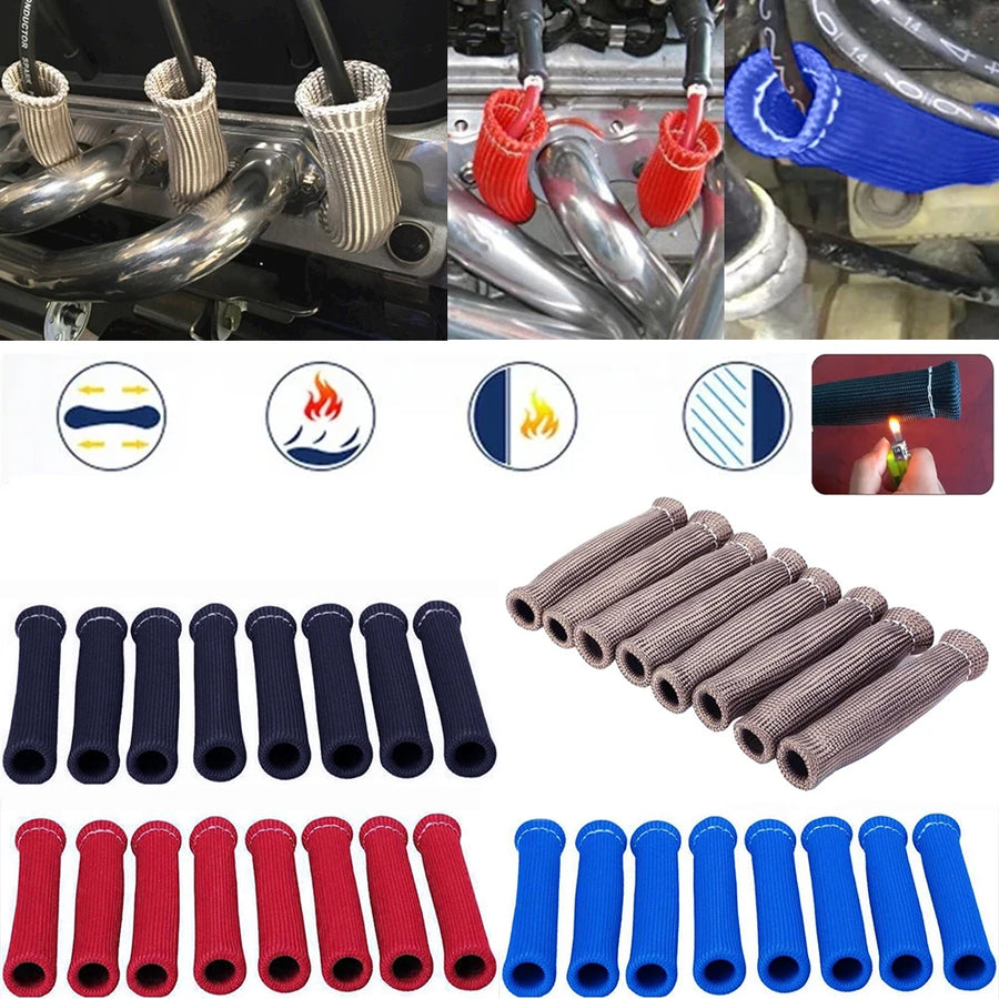 Titanium-Fiber Spark Plug Wire Heat Shield Boots – 8 Pieces