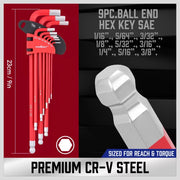 36-Piece Extra-Long SAE, Metric and Tamper-Proof Torx Key Set
