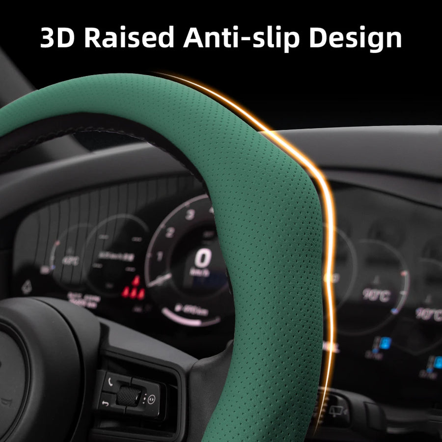 Perforated Leather Steering Wheel Cover for Jeep Models