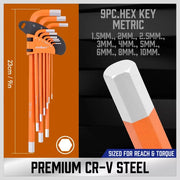 36-Piece Extra-Long SAE, Metric and Tamper-Proof Torx Key Set