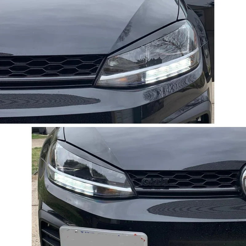 Gloss Black Headlight Eyebrow Trim Set for 2014–2017 Volkswagen Golf