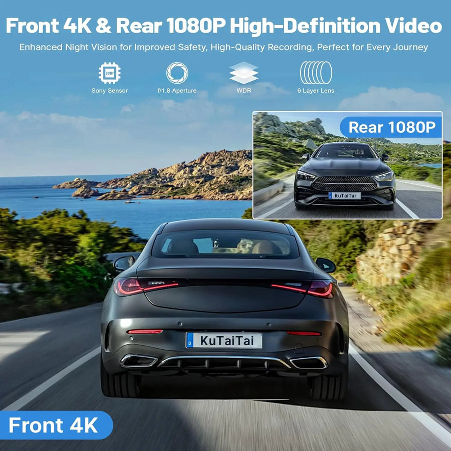 4K Front and 1080P Rear Dash Cam for Toyota RAV4 2022-2025