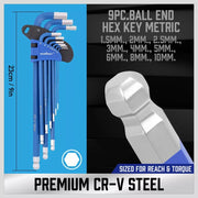 36-Piece Extra-Long SAE, Metric and Tamper-Proof Torx Key Set