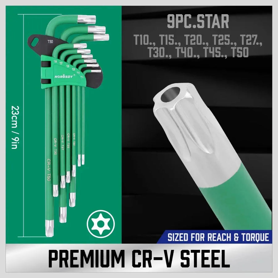 36-Piece Extra-Long SAE, Metric and Tamper-Proof Torx Key Set