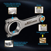 Set of 6 Forged 4340 H-Beam Connecting Rods for BMW Engines