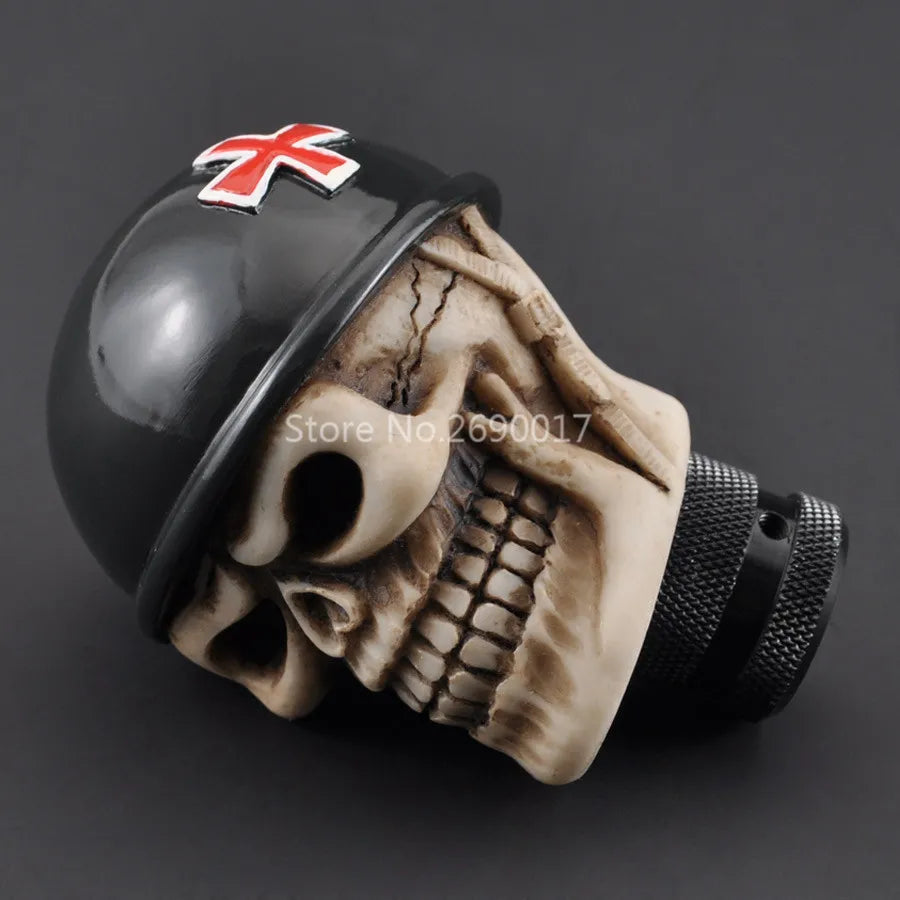 Manual Car Gear Shift Knob Shifter Lever Black Helmet Hat Skull Universal for SUV Crossover Truck Wagon