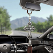 Crystal Cross Rearview-Mirror Hanging Ornament – 35 cm