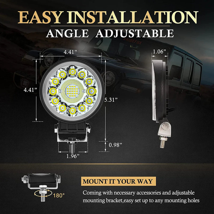 4-Inch LED Work Light Bar – Spot Beam, 12V–24V