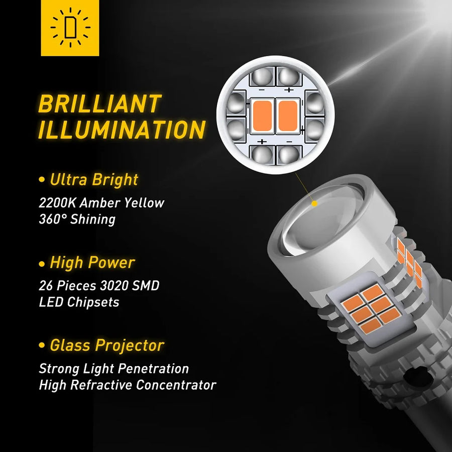 2-Piece 1156/7440 LED Signal Light Bulb – Amber, CANBUS