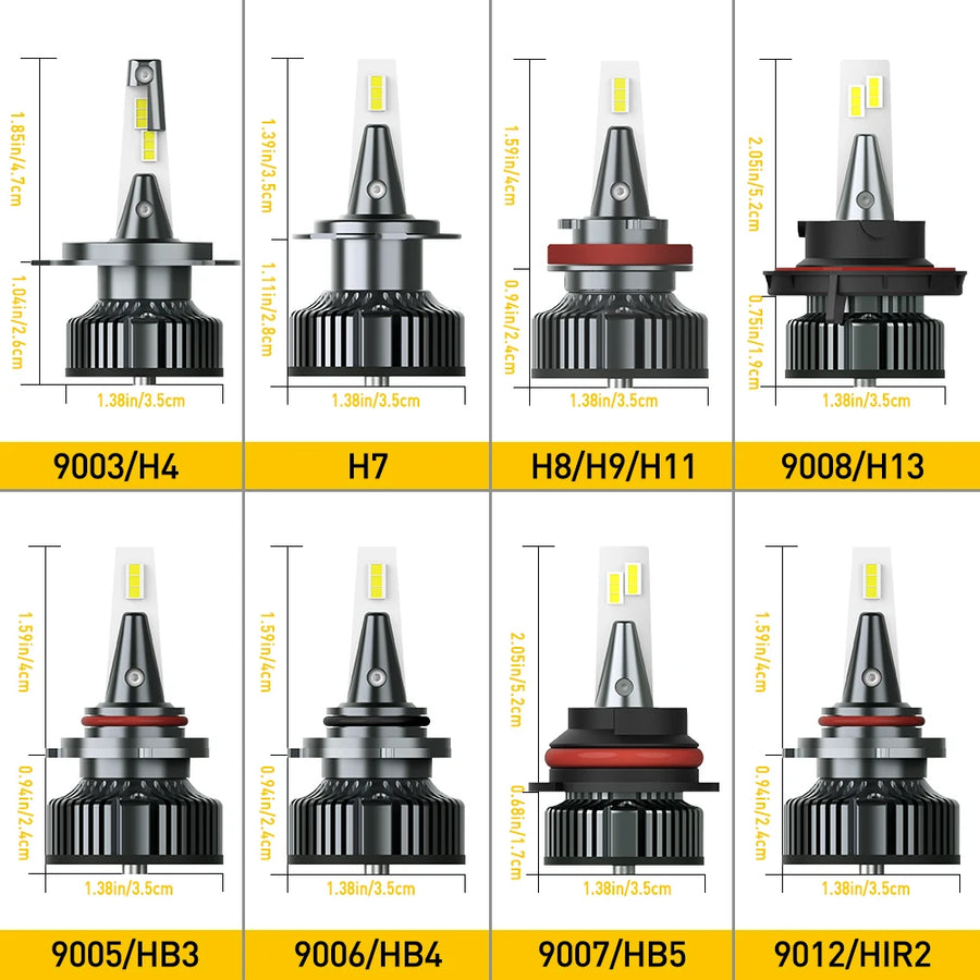 2-Piece H4/H7/H11/H13/9005/9006 LED Headlight Bulb – 6500K, CANBUS