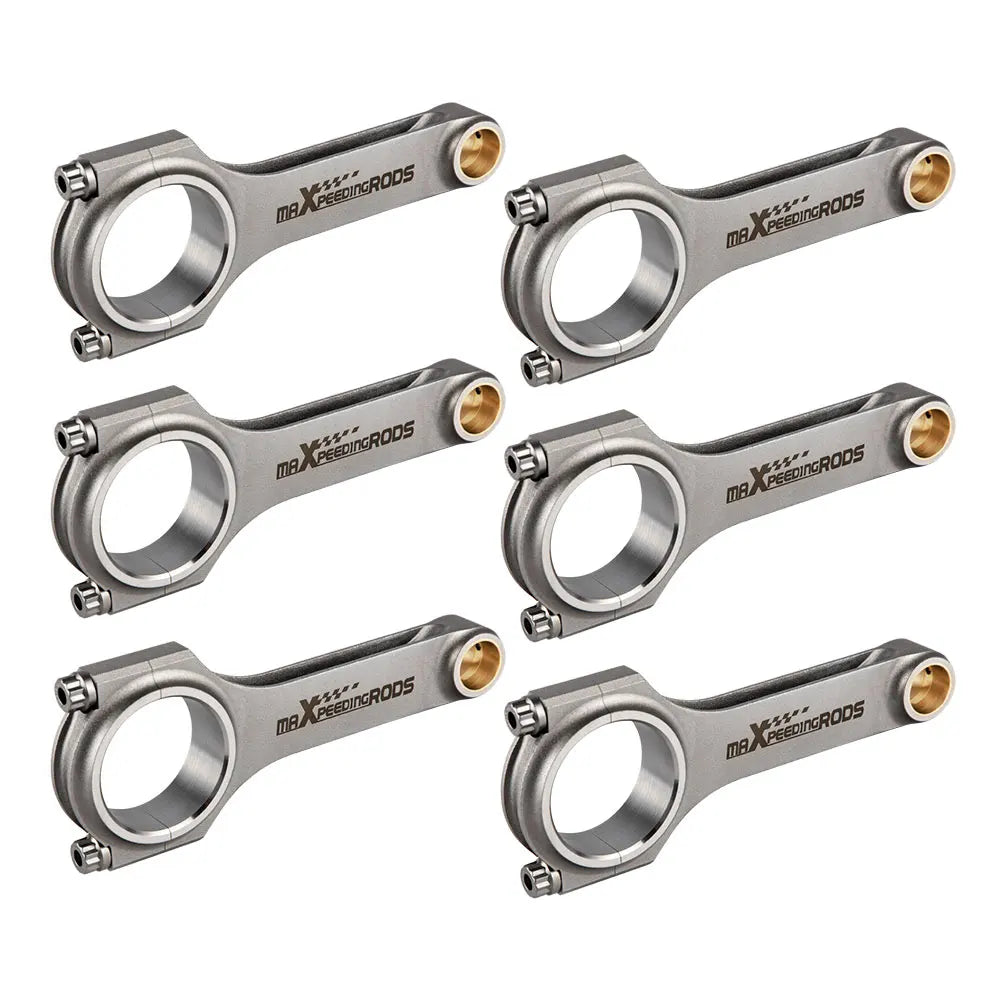 Set of 6 Forged 4340 H-Beam Connecting Rods for BMW Engines