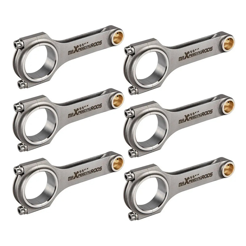 Set of 6 Forged 4340 H-Beam Connecting Rods for BMW Engines