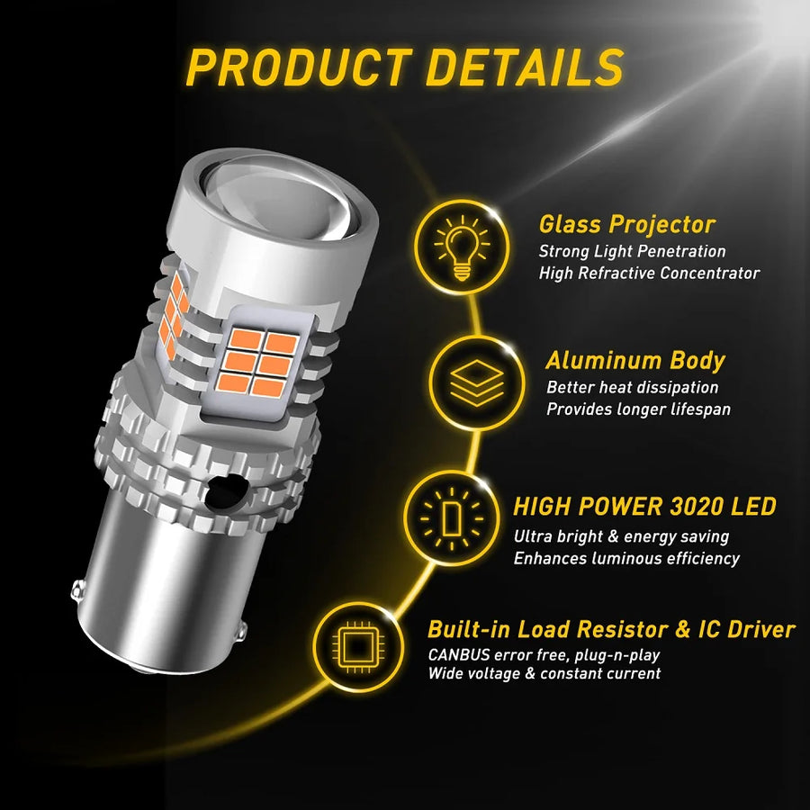 2-Piece 1156/7440 LED Signal Light Bulb – Amber, CANBUS