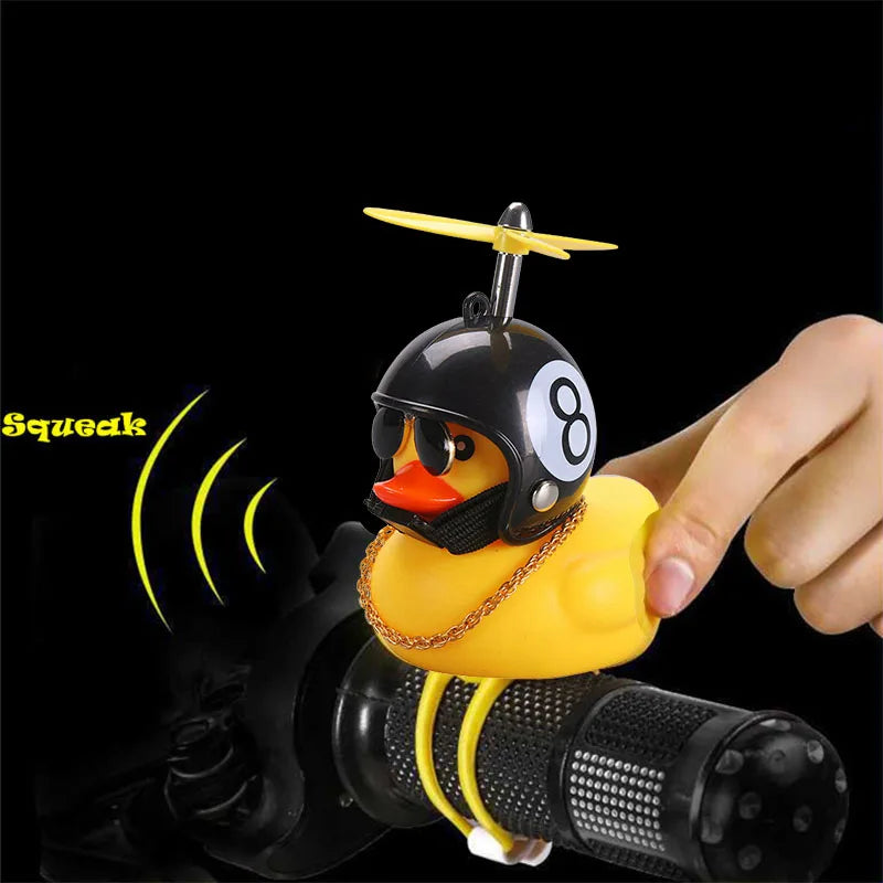 Helmeted Squeaky Rubber Duck Vehicle Ornament with Accessories