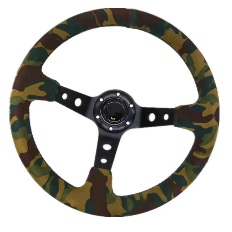 350 mm Suede Deep-Dish Racing Steering Wheel – Camouflage