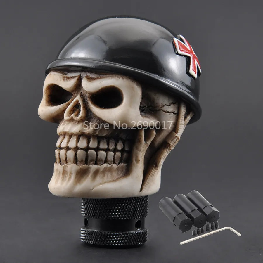 Manual Car Gear Shift Knob Shifter Lever Black Helmet Hat Skull Universal for SUV Crossover Truck Wagon
