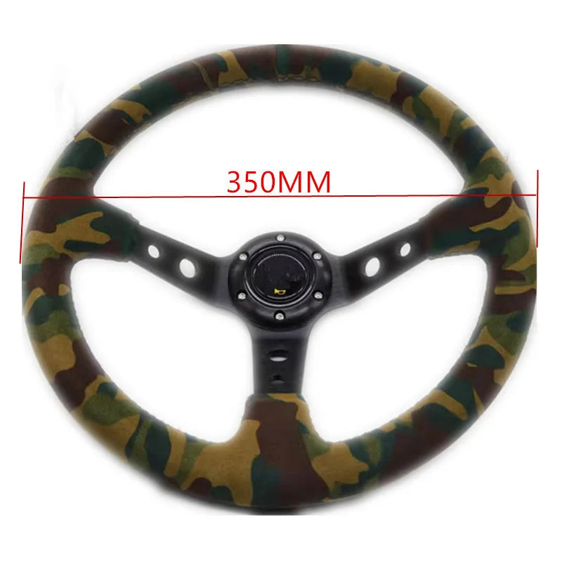 350 mm Suede Deep-Dish Racing Steering Wheel – Camouflage