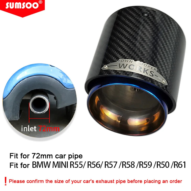 Genuine Black Gold Burnt Blue Silver Chrome and Carbon Fiber Muffler Tip for BMW MINI Cooper S Exhaust Tip