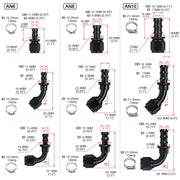Reusable Push-On Hose End Fittings, AN6/AN8/AN10