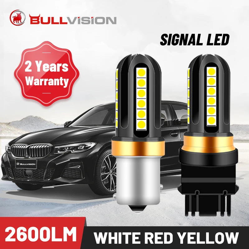 2-Piece Multi-Socket LED Signal and Running Light Bulbs – White/Amber/Red, 12V/24V