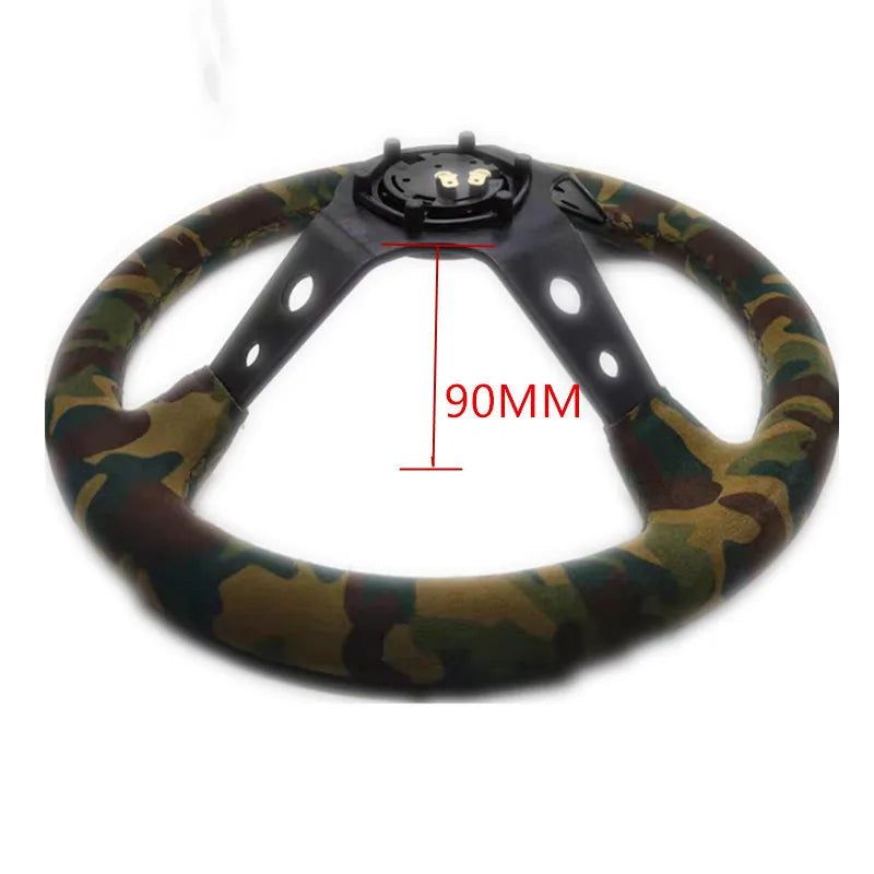 350 mm Suede Deep-Dish Racing Steering Wheel – Camouflage