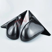 1992-1995 Civic EG Side Mirror Carbon Fiber Look Adjustable Side Door Manual Blue Glass Mirrors