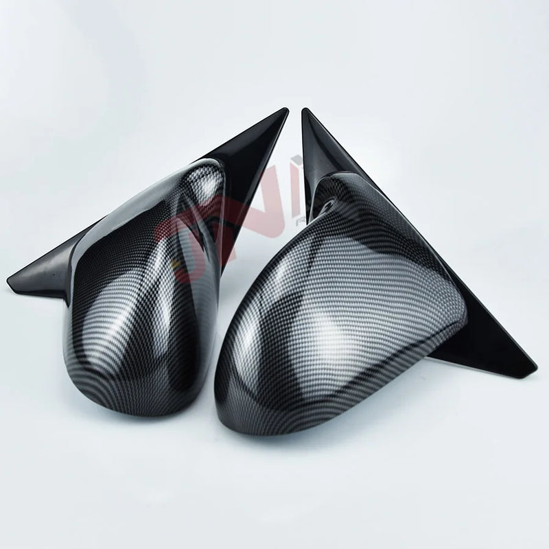 1992-1995 Civic EG Side Mirror Carbon Fiber Look Adjustable Side Door Manual Blue Glass Mirrors