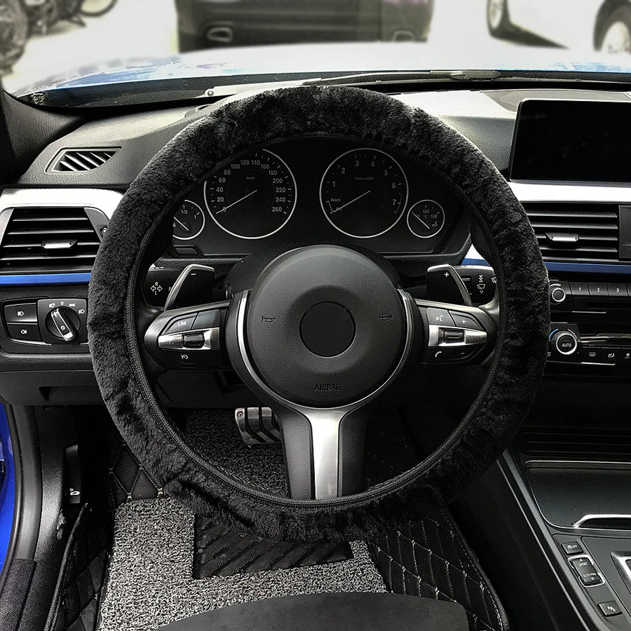 Plush Steering Wheel Cover – 36–38 cm