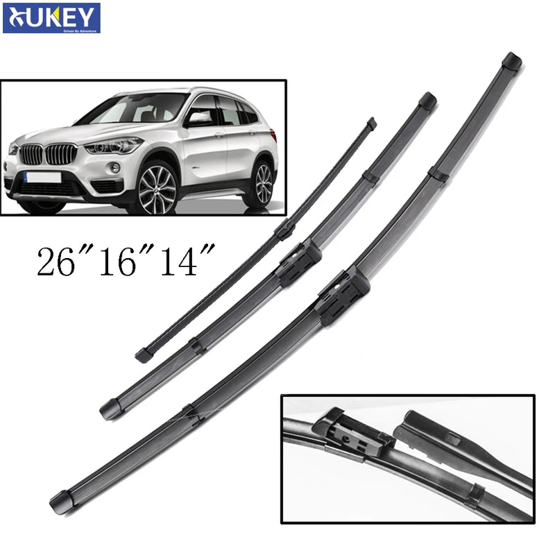 Front & Rear Windshield Wiper Blade Set for BMW X1 26"16"14" 3-Piece 2015-2020