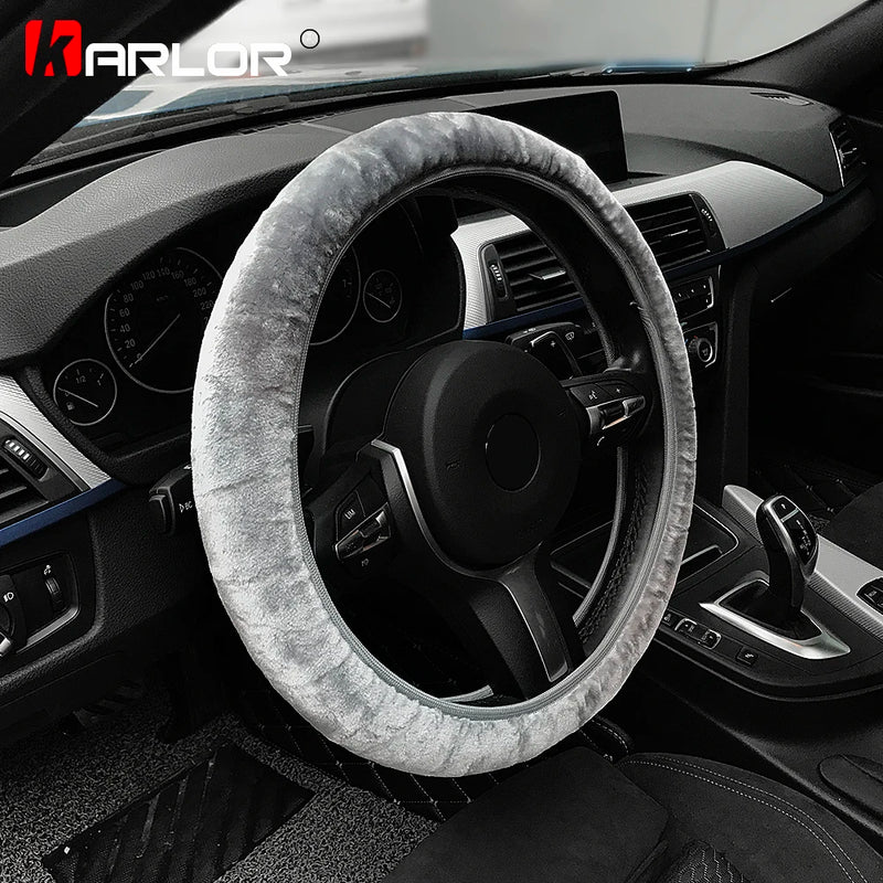 Plush Steering Wheel Cover – 36–38 cm