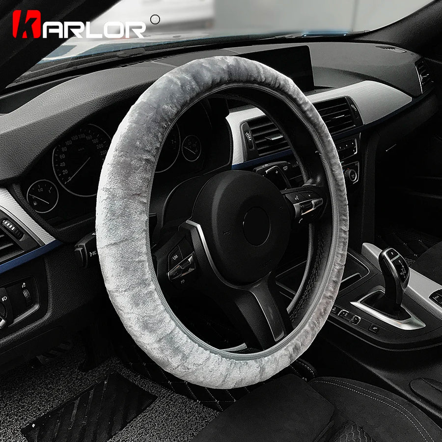 Plush Steering Wheel Cover – 36–38 cm