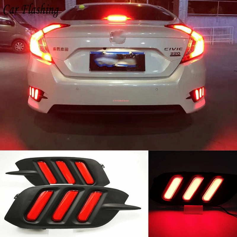 LED Rear Bumper Reflector and Brake Lights for Honda Civic 2016–2018 – Pair