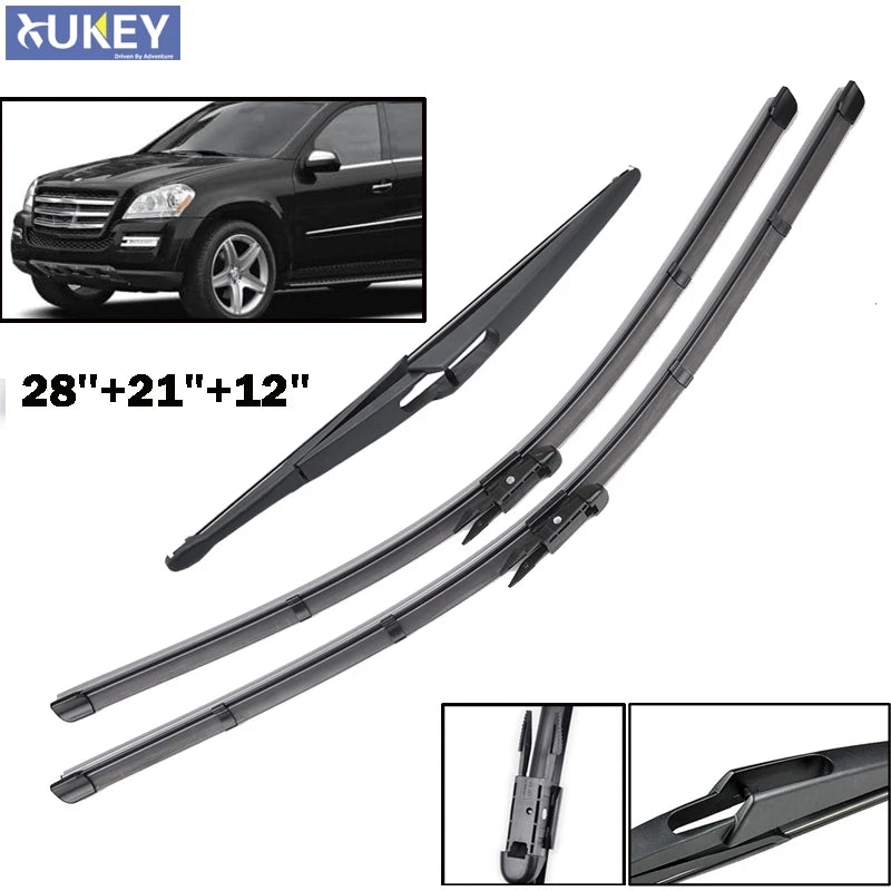 Front & Rear Windshield Wiper Blade Set for Mercedes-Benz R GL M ML Class 28& X27 & X27 21& X27 & 12& X27 2006-2011