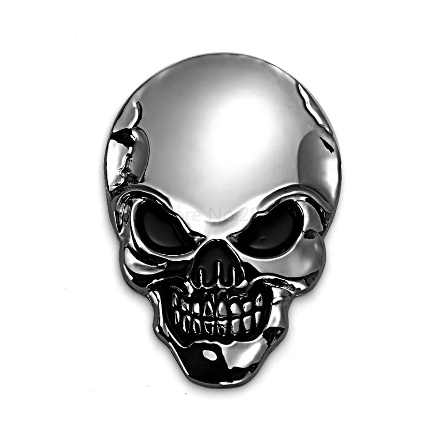 3D Metal Skull Vehicle Badge – 8 × 5.5 cm